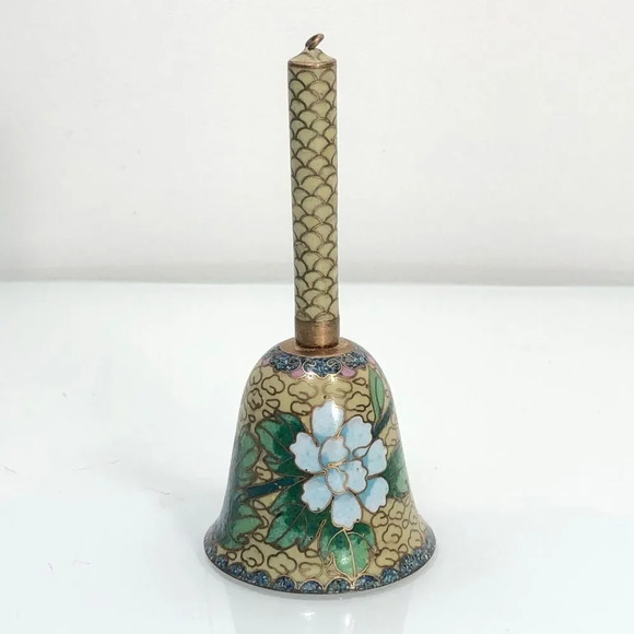 Vintage Small Floral Motif Cloisonne Bell - Picture 5 of 10